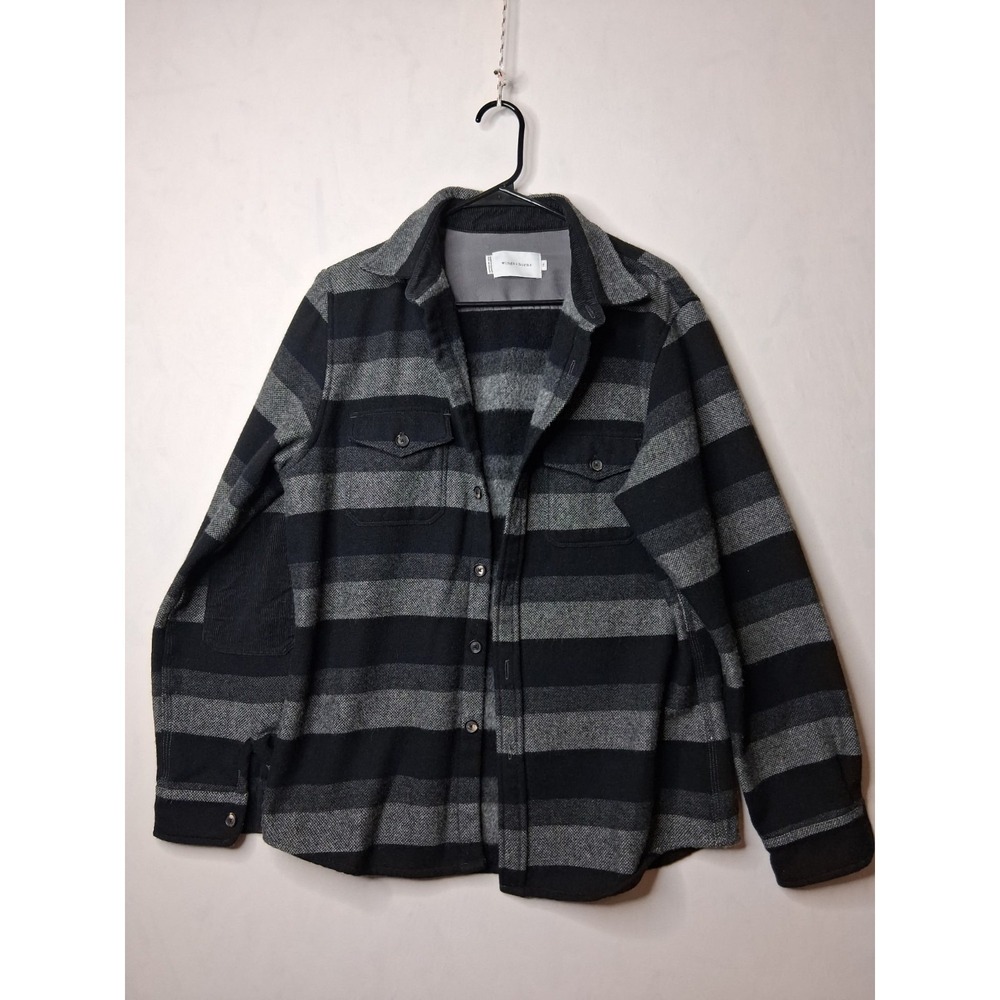 Wings + Horns Wool Plaid‎ Jacket Shirt Men S Black Gray Made in Canada